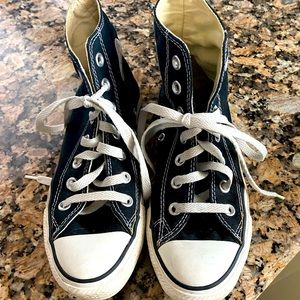 Size 4 mens Chuck Taylor, converse equals womens size 6, Black high top.